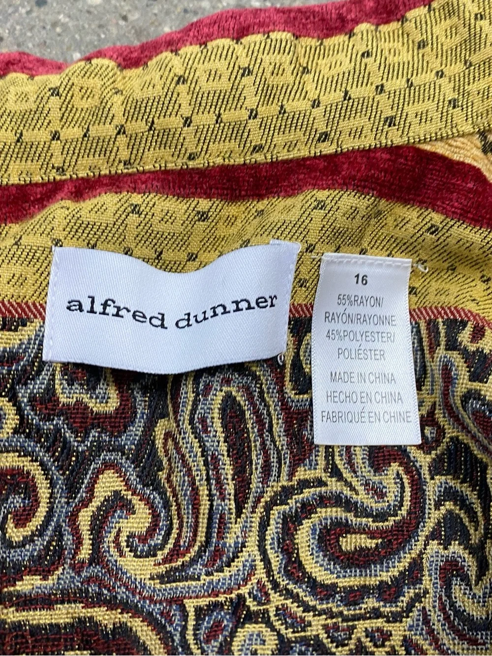 Vintage Alfred Dunner Paisley Tapestry Jacket Collared Blazer size 16